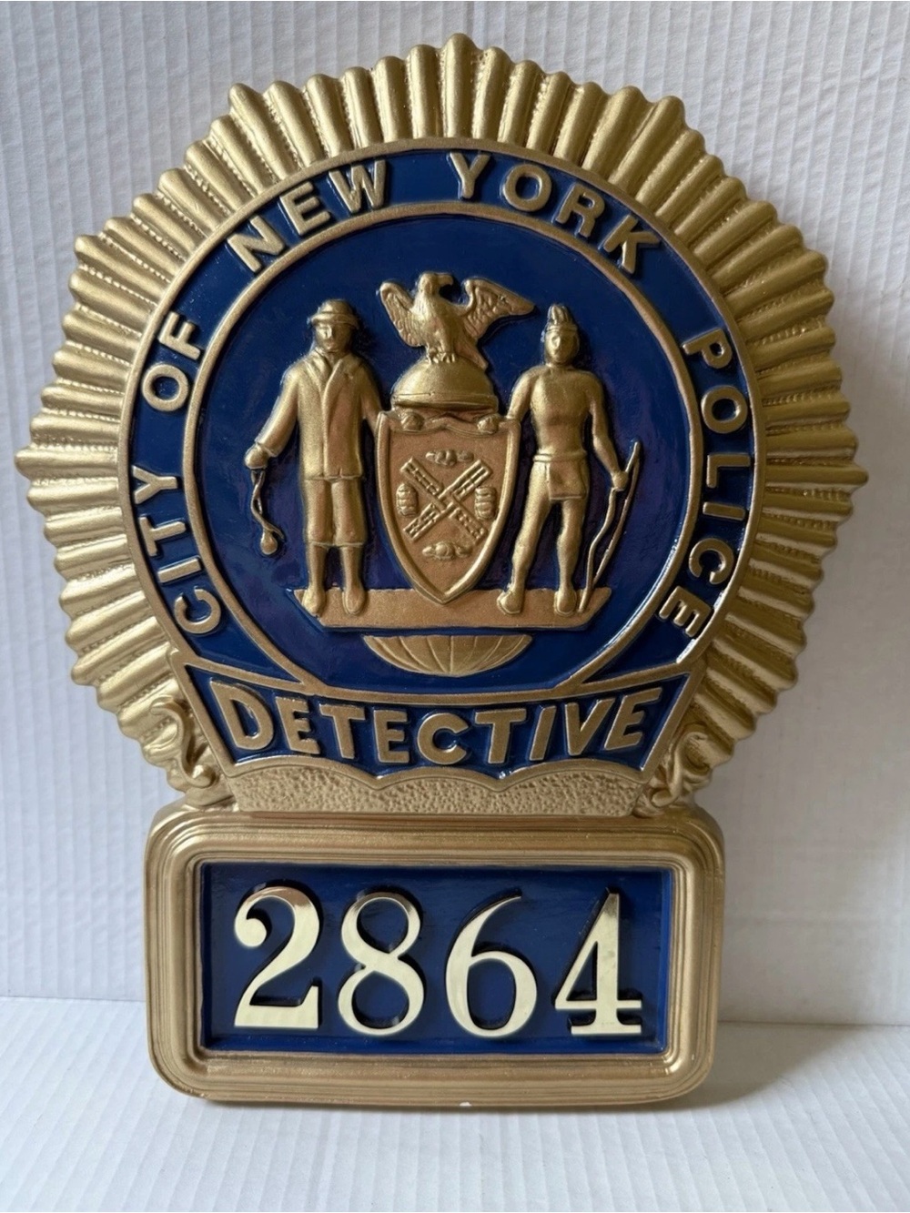 Large NYPD Detective Shield Wall Plaque New York Police Dept Memorabilia Prop